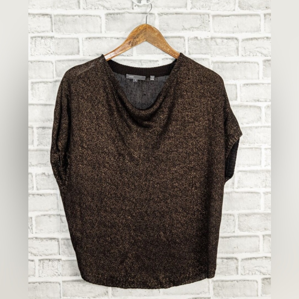 Vince sweater dolman top in a metallic brown.